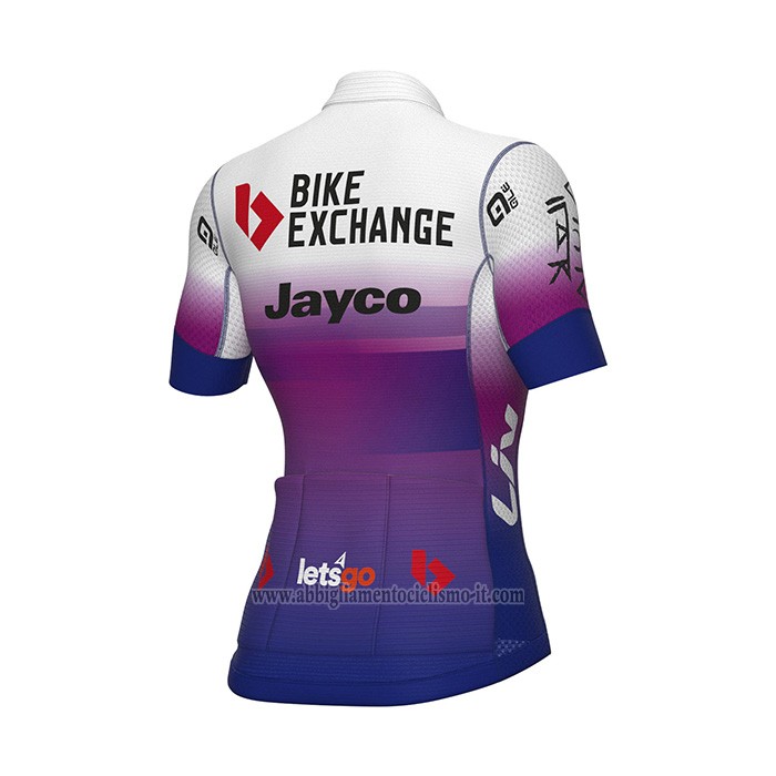2022 Cycling Jersey Women Bike Exchange Blue Purple Short Sleeve and Bib Short